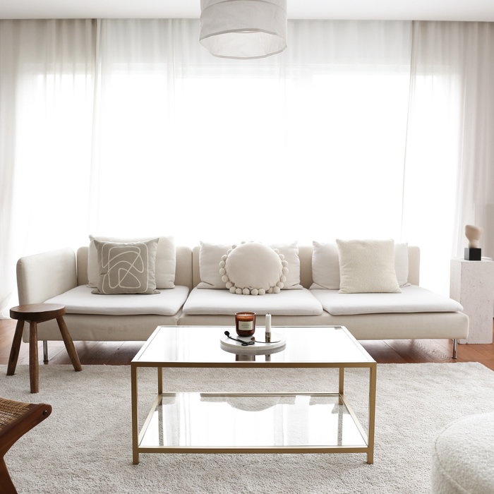 Hanah Home Astro Mesa de Centro con Cristal Templado Dorado